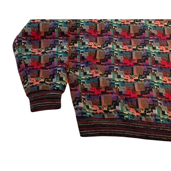 BARNES STORM Sweater Men Large Wool Blend Woven Wave Geometric Art Pattern Vntg - Picture 9 of 11